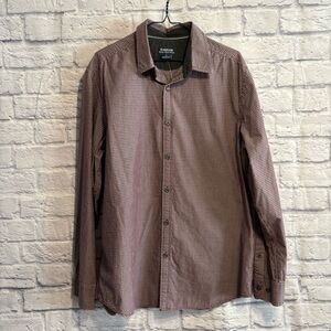 Haggar Maroon Checkered Casual Shirt Large